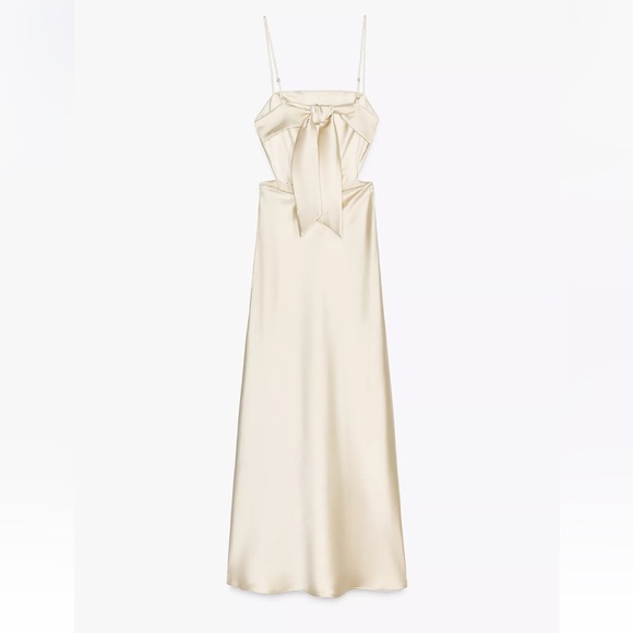 Zara champagne Maxi Dress with Spaghetti Straps and open back - Picture 3 of 13